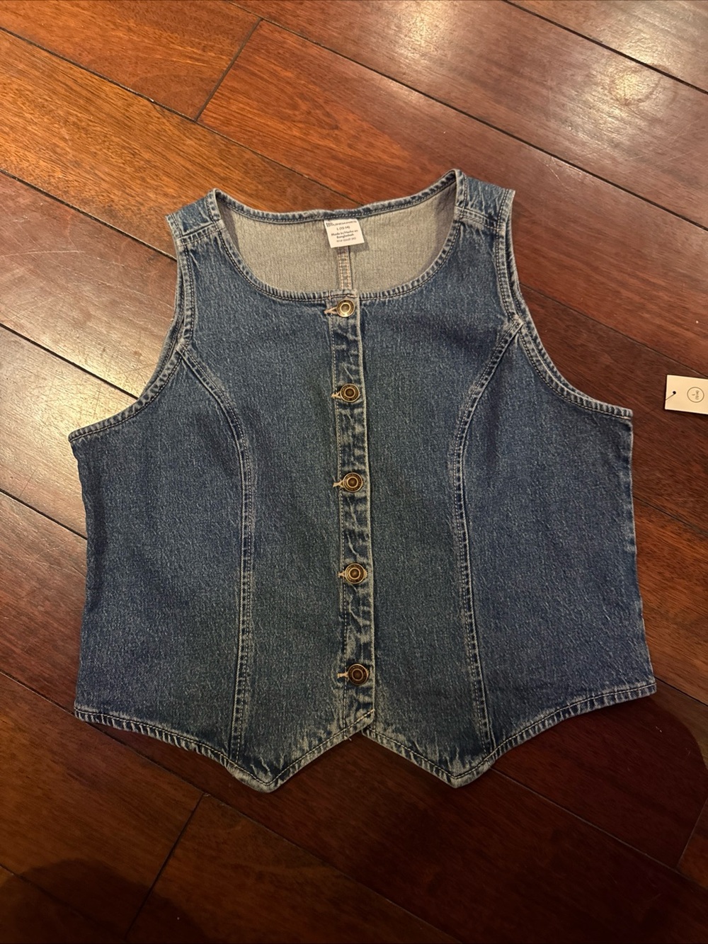 No Boundaries Women's Blue Denim Button Front Sleeveless Vest Size L 12-14